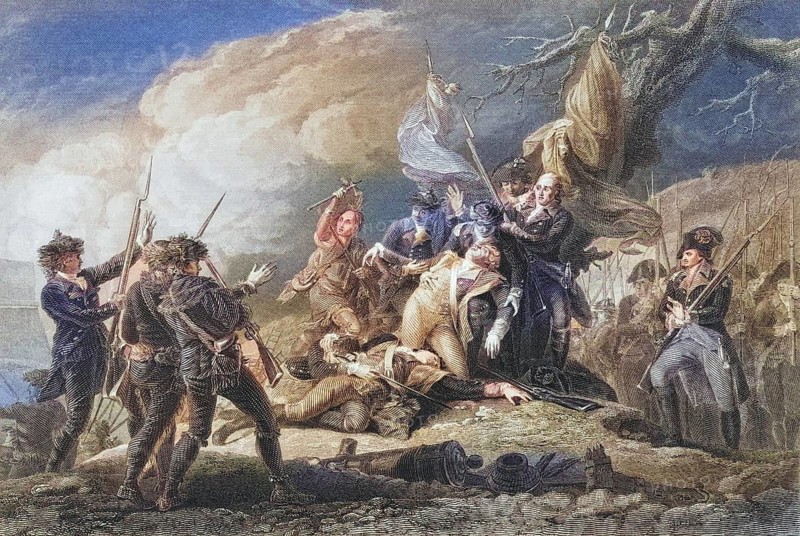 Death of General Montgomery, Battle of Quebec 1775, General Richard Montgomery 1736, 1775. officer of the American Revolution, Historical, digitally restored reproduction from a 19th century original, Record date not stated