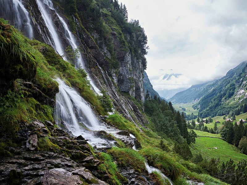 Cascades from the Jungibach Falls, Gental, Canton Bern, Switzerland, Europe