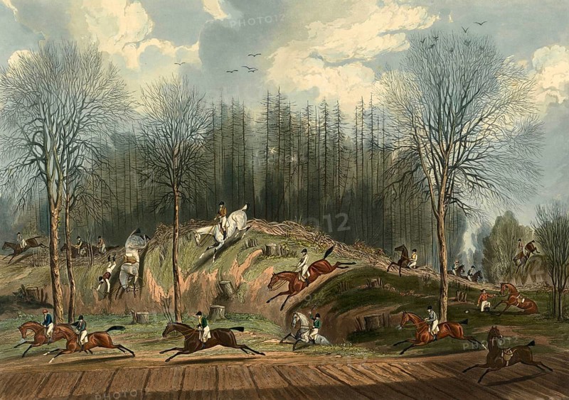 St Albans Grand Steeple Chase on 8 March, 1832, a famous horse race over cross country tracks in England from 1830 to 1839, Historic, digitally restored reproduction from a 19th century original, Record date not stated
