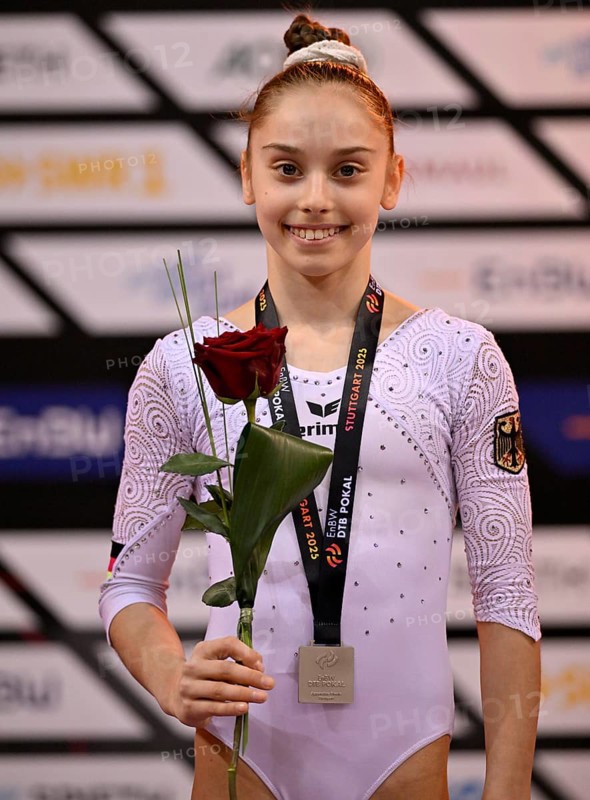Frederika Suhl GER Award ceremony silver medal gymnastics, EnBW DTB-Pokal, Porsche-Arena, Stuttgart, Baden-Württemberg, Germany, Europe