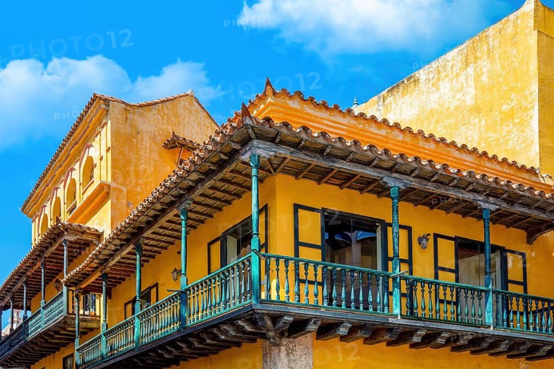 Columbia, Unesco site, colorful Cartagena Walled City Cuidad Amurrallada in historic city center