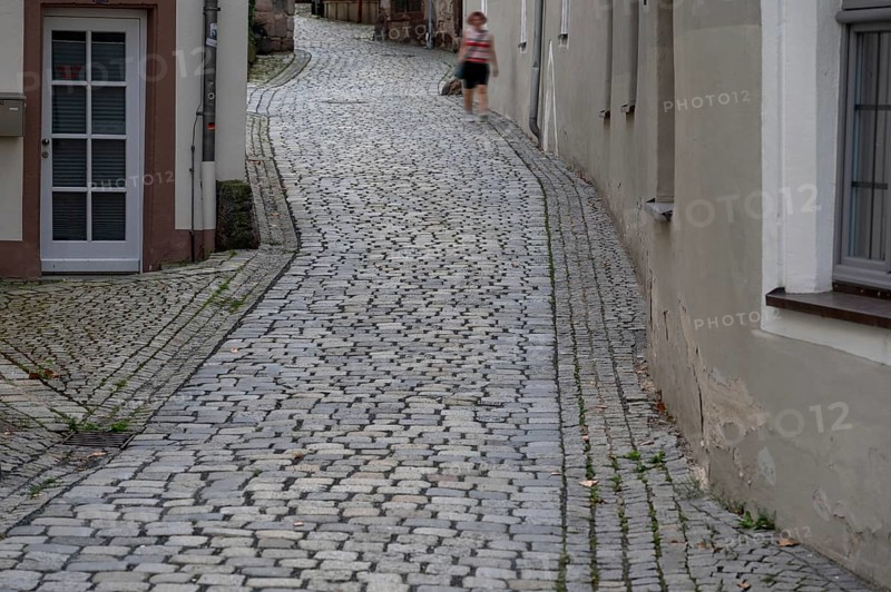Street paved with basalt stones in the old town centre, Kulmbach, Upper Franconia, Bavaria, Germany, Europe