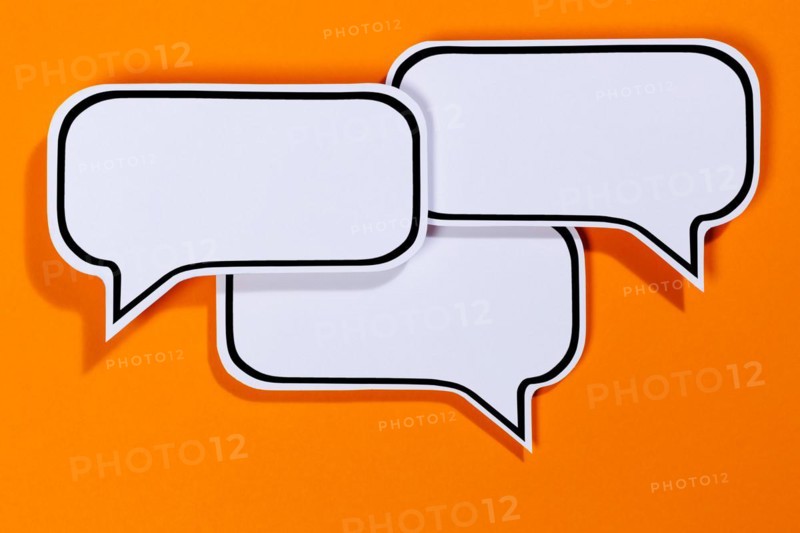 Speech bubbles with text free space Copyspace as communication Information concept talk