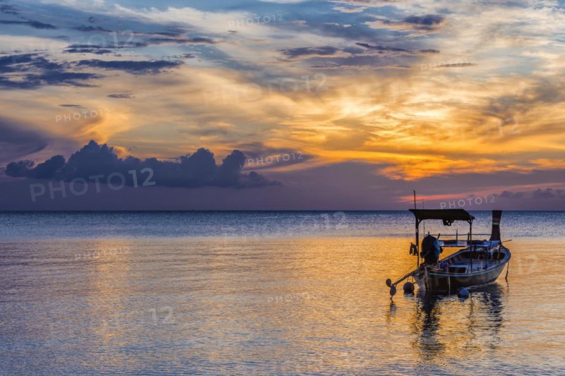 Longtail boat in the sunset, boat, sun, evening mood, cloudy sky, colourful, orange, wooden boat, sea, calm, tranquillity, emotion, journey, holiday, beach, tourism, holiday mood, holiday paradise, paradise, evening sky, romantic, cloud, sky, dream holiday, coast, wanderlust, seascape, seascape, serenity, mood, symbolic, dusk, silhouette, light, weather, climate, Thailand, Asia