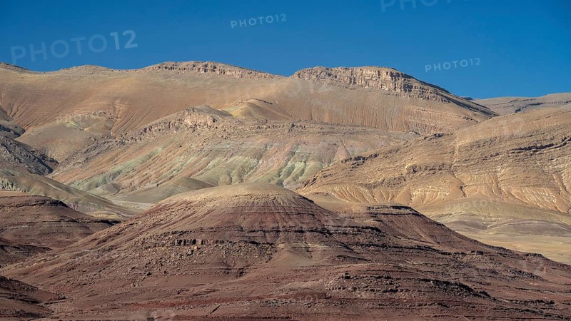 Colourful mountains, layered landscape, Gorges du Dades, Dades Gorge, Taboulmante, Morocco, Africa
