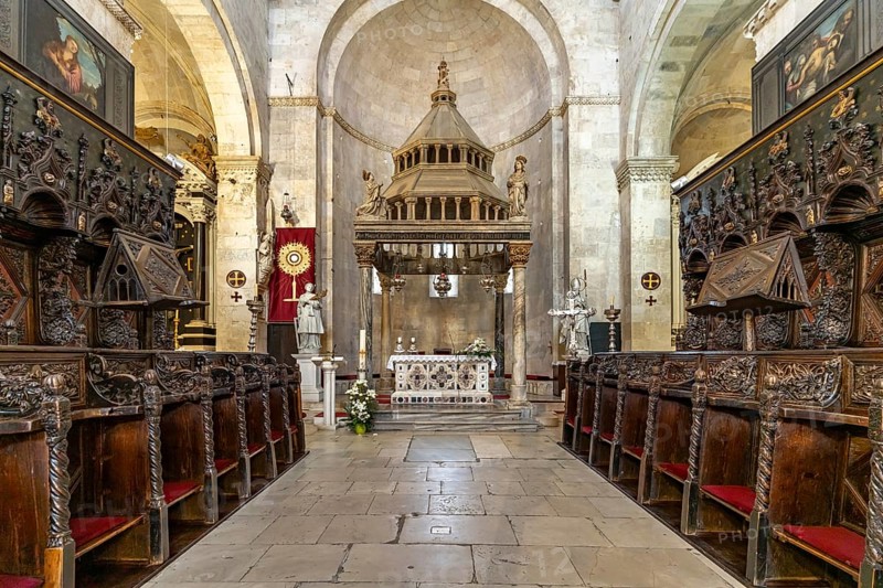 Interior of the Cathedral of St Laurence in Trogir, Croatia, Europe