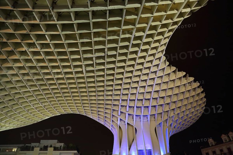 SEVILLE, SPAIN-OCTOBER 17, 2017: Metropol Parasol in Plaza de la Encarnacion, the biggest wooden structure in Europe