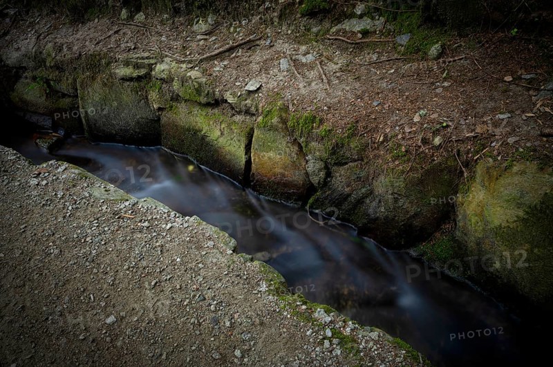 Hiking trail, Schenner Waalweg, Neuwaal, stream, long exposure, Schenna, Scena, South Tyrol, Autonomous Province of Bolzano, Italy, Europe