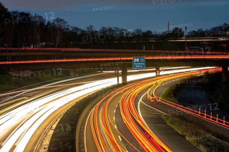 The Kaiserberg motorway junction, A40 motorway, Ruhr expressway, crosses the A3, bridge landscape, motorway bridges and railway bridges, called Spagetti junction, Duisburg, North Rhine-Westphalia, Germany, Europe