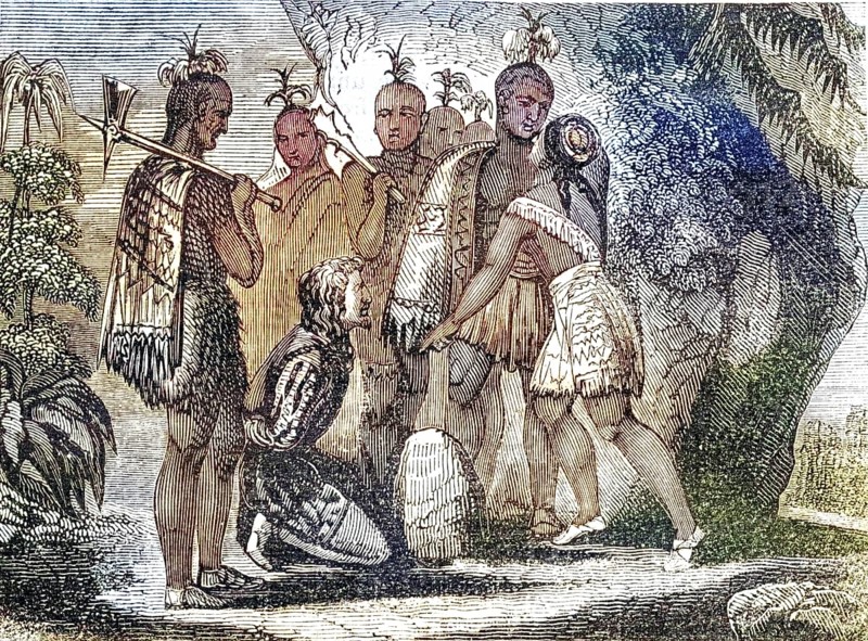 Pocahontas intercedes for the life of Smith, 1607 Captain John Smith, 1580-1631 English soldier and explorer. Pocahontas (Matoaka) 1595-1617 Algonqiuan Indian princess, Historical, digitally restored reproduction from a 19th century original, Record date not stated