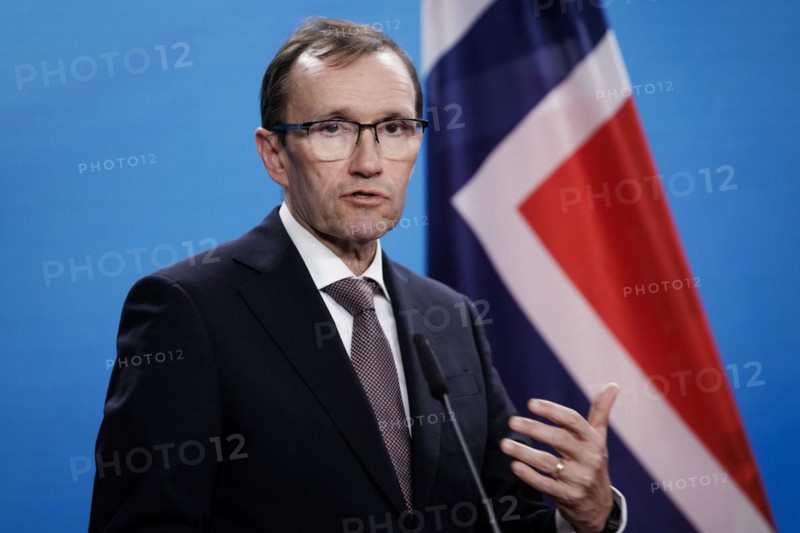 Espen Barth Eide, Minister of Foreign Affairs of the Kingdom of Norway, and Annalena Bärbock (Alliance 90/The Greens) (not in the picture), Federal Minister for Foreign Affairs, at a joint press conference in Berlin, 14 March 2024. Photographed on behalf of the Federal Foreign Office