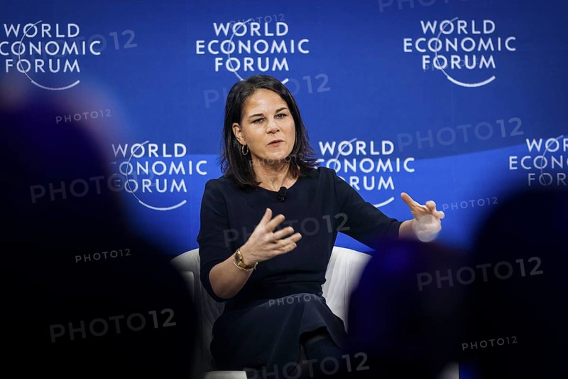 Annalena Bärbock (Alliance 90/The Greens), Federal Foreign Minister, photographed during a panel discussion on Securing an Insecure World at the World Economic Forum in Davos, 16 January 2024. Photographed on behalf of the Federal Foreign Office