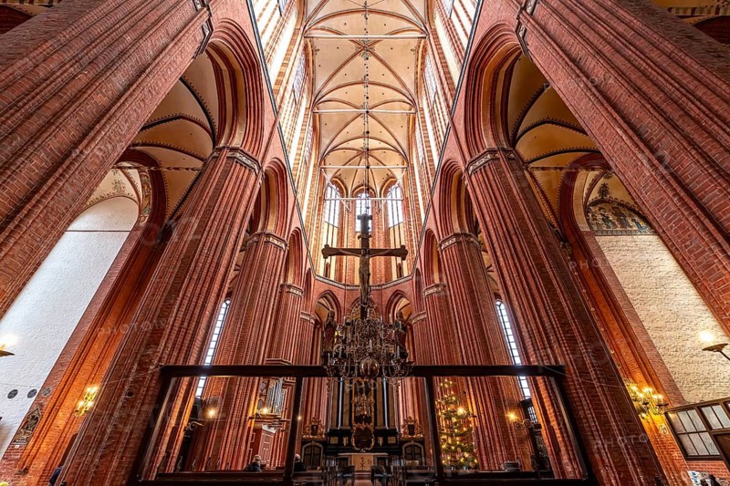 Interior of the church of St Nikolai in the Hanseatic city of Wismar, Mecklenburg-Western Pomerania, Germany, Europe