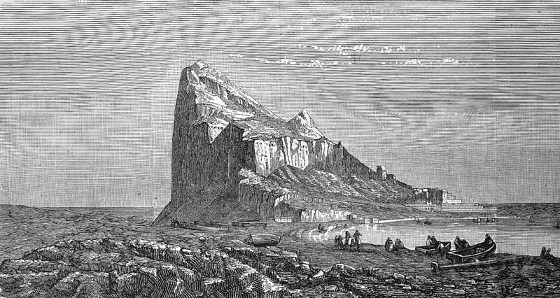 Gibraltar in 1880, Historical, digital reproduction of an original from the 19th century