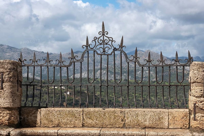 Grille on the Puente Nuevo, New Bridge, Ronda, Malaga, Spain, Europe