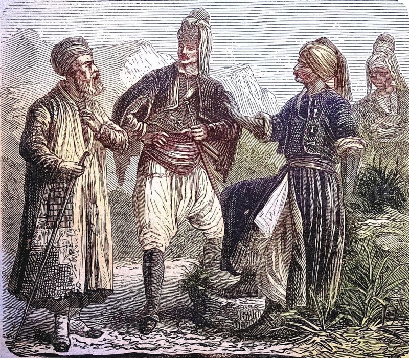 Inhabitants of Bithynia, a region in Asia Minor on the Bosporus and the Black Sea, 1880 / Einwohner von Bithynien, Landstrich in Kleinasien am Bosporus und dem schwarzen Meer, 1880, Historisch, historical, digital improved reproduction of an original from the 19th century / digital reproduction of an original from the 19th century