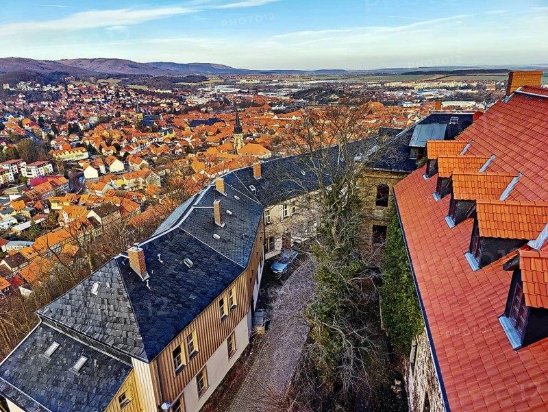 View of Wernigerode from the castle, Harz Mountains, Saxony-Anhalt, Germany, Europe