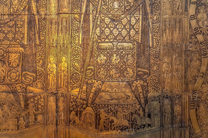 Monumental tomb slab of Bishops Ludolf and Heinrich von Bülow in Schwerin Cathedral of St Mary and St John, state capital Schwerin, Mecklenburg-Western Pomerania, Germany, Europe