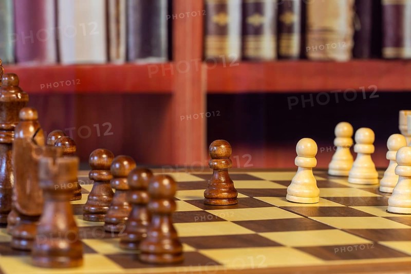 Close-up of a chess set