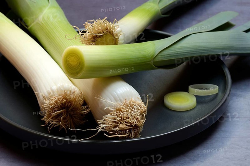 Leek, leek sticks on a plate, leek