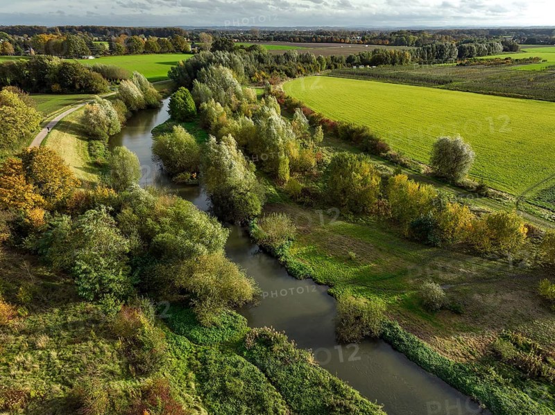 Bergkamen, Ruhr area, North Rhine-Westphalia, Germany, autumn landscape on the Seseke. The renaturalised Seseke, a tributary of the Lippe, has been transformed into a near-natural watercourse, flood protection and biodiversity through newly designed floodplains. Following the construction of a parallel sewer, the Seseke is now free of wastewater, having previously been an open, above-ground wastewater sewer, combined sewer with surface water and wastewater. Theme photo: EU Nature Conservation Act. The EU Nature Conservation Act obliges member states to implement measures to restore nature on at least 20 per cent of the EU's land and sea areas by 2030, Europe