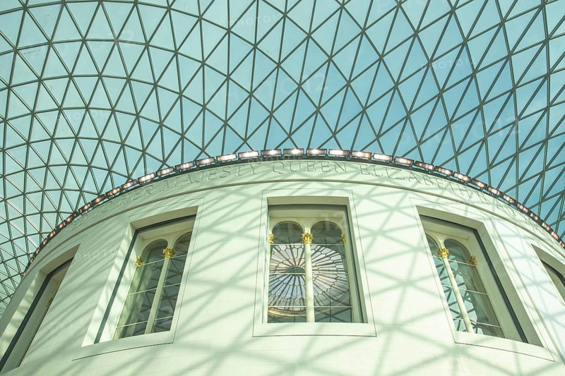 Great Court, inner courtyard with modern domed roof, steel and glass construction, British Museum, London, England, United Kingdom, UK, Great Britain, Europe