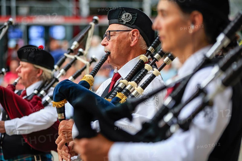 Bagpipe orchestra, Pipe concert, Sigmaringen, Baden-Württemberg, Germany, Europe