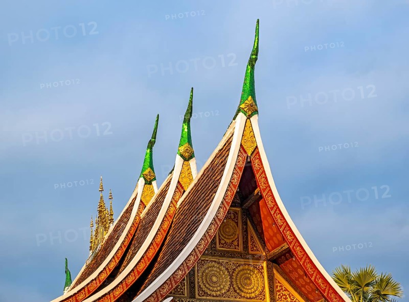 Roof of Wat Xieng Thong Sim ordination hall, Luang Prabang, Laos, Asia