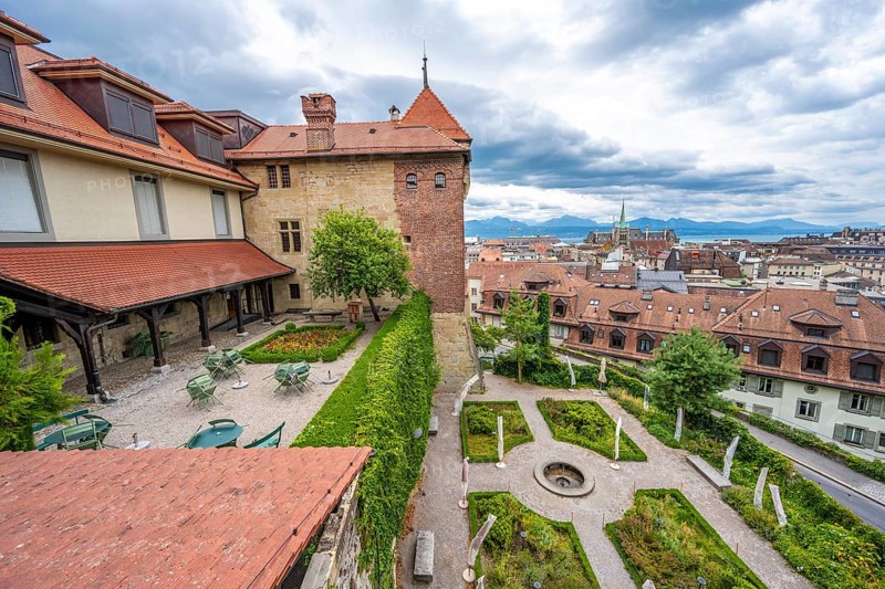 Ancien évêché de Lausanne, historic residence of the Bishop of Lausanne, now the city museum, historic old town, Lausanne, Vaud, Switzerland, Europe