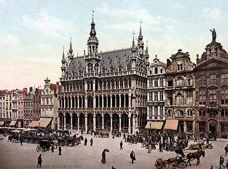Maison du Roi, Brussels, Belgium, Historic, digitally restored reproduction from a 19th century original, Record date not stated, Europe