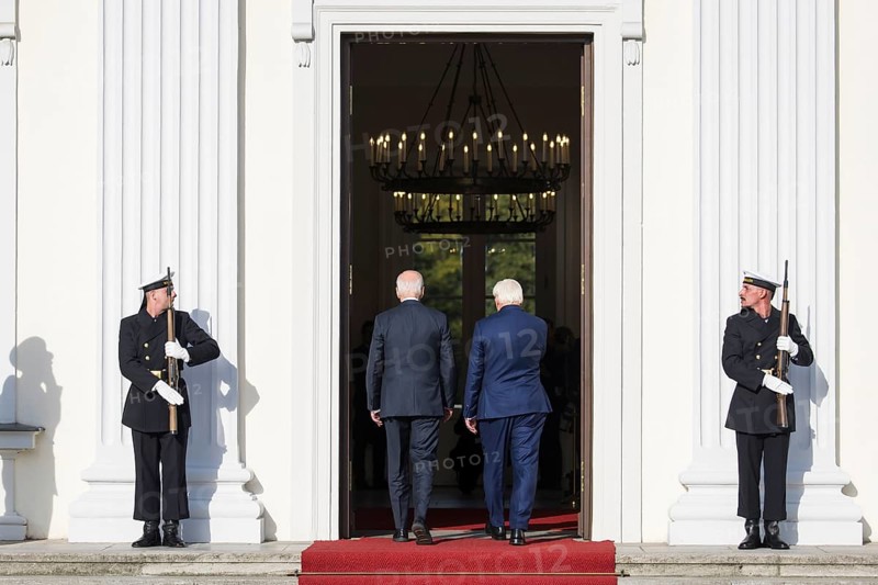 Joe Biden (46th President of the United States) is received by Frank-Walter Steinmeier (President of the Federal Republic of Germany) at Bellevue Palace, Berlin, 18 October 2024