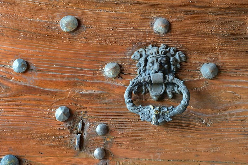 Door knocker, pilgrimage church Madonna del Sasso, Locarno, Canton Ticino, Switzerland, Europe
