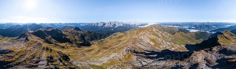 Alpine panorama, aerial view, Carnic High Trail, Carnic main ridge, Carnic Alps, Carinthia, Austria, Europe