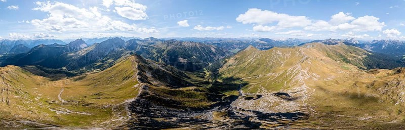 Alpine panorama, Carnic main ridge, view of Sesto Dolomites, Carnic High Trail, Carnic Alps, Carinthia, Austria, Europe