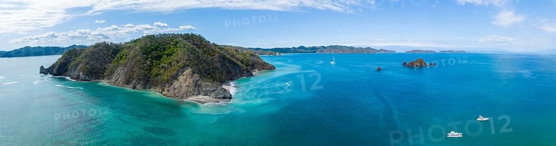 Aerial view, tropical island in the turquoise ocean, Tortuga Island, Puntarenas, Costa Rica, Central America