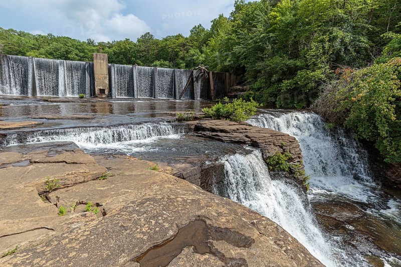 A. A. Miller dam and the upper section of Desoto Falls on the Little River at Desoto State park near Mentone, Alabama