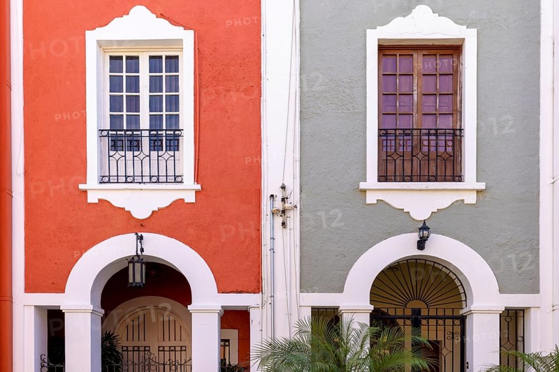 Mexico, Mazatlan, Colorful old city streets in historic city center near El Malecon promenade, ocean shore Zona Hotelera Hotel Zone and central Mazatlan Basilica cathedral, Central America