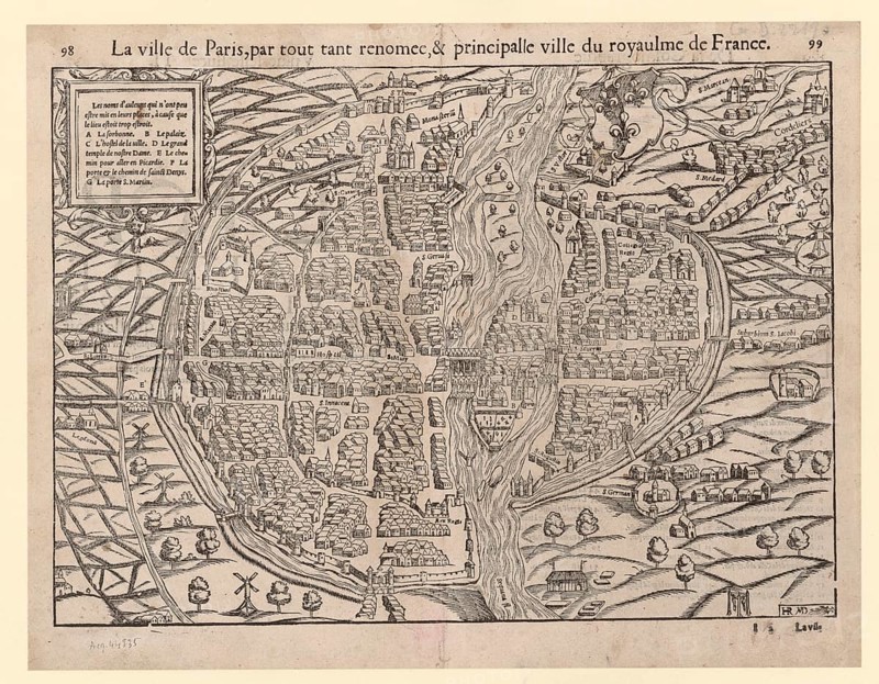 City map of Paris in 1568, France, reproduction from a model from that time, historical, digitally enhanced, Europe