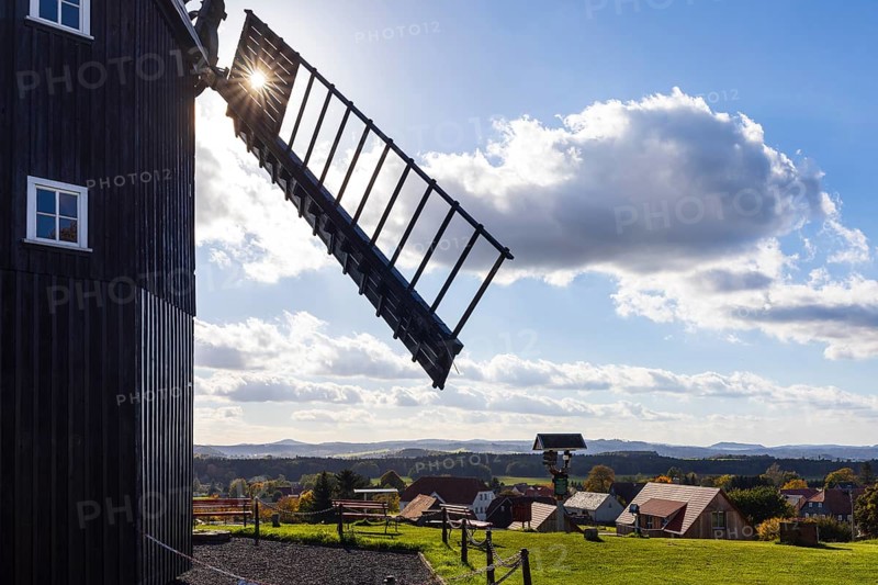 Trestle windmill in Kottmarsdorf, Kottmar, Oberlausitzer Bergland, Saxony, Germany, Europe