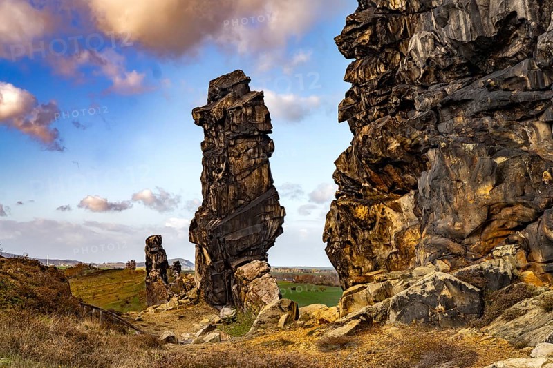 The Devil's Wall rock formation in the Harz district near Thale and Weddersleben, Saxony-Anhalt, Germany, Europe