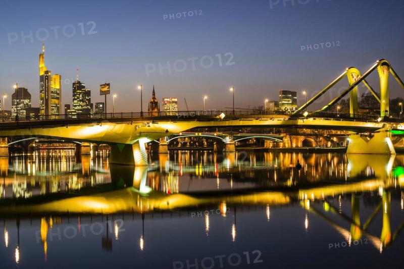 Skyline, Flößerbrücke, banking district, Frankfurt am Main, Hesse, Germany, Europe