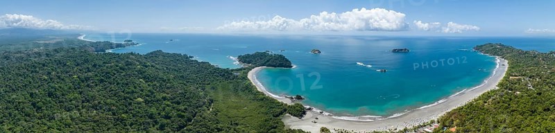 Aerial view, coast and rainforest, Corrohoe Bay and Playa Espadilla, Manuel Antonio National Park, Puntarenas, Quepos, Costa Rica, Central America