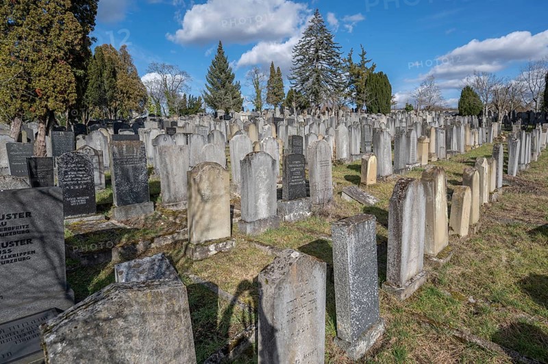 Old graves at the Israeli cemetery, inaugurated in 1882, Werner-von Siemens Str. 2, Würzburg, Lower Franconia, Bavaria, Germany, Europe