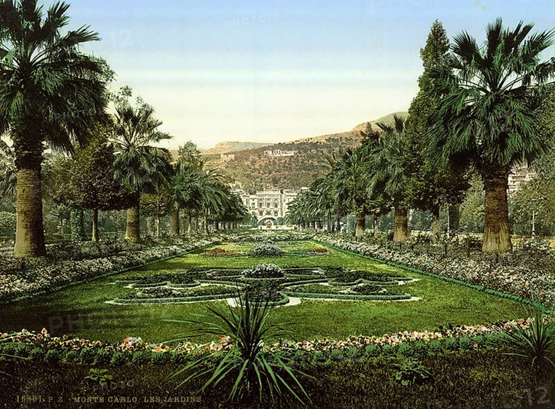 Entrance to the casino, the gardens, Monte Carlo, Monaco, Riviera, c. 1895, Historic, digitally restored reproduction from a 19th century original, Record date not stated, Europe