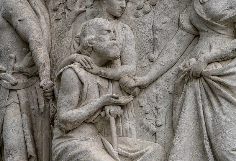 Detail photo, figures and sculptures at the base of the Queen Louise Monument, in the Großer Tiergarten, Berlin, Germany, Europe