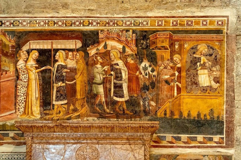Frescoes in the interior of Trento Cathedral or San Vigilio Cathedral, Trento, Trentino, Italy, Europe