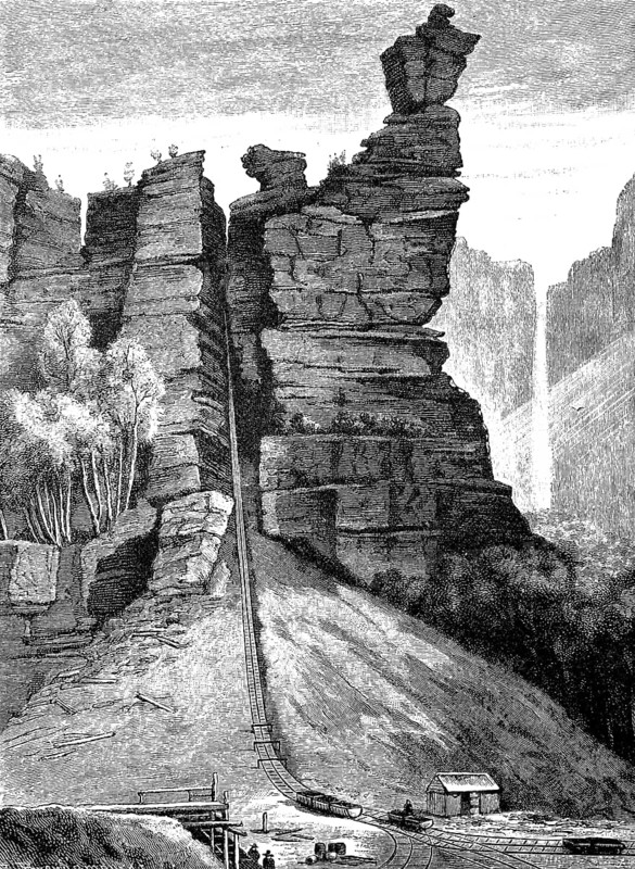 Scenic railway at coal mine, coal mine, in Katoomba, New South Wales, Australia, in 1889, Historical, digital reproduction of an original 19th century artwork, Oceania