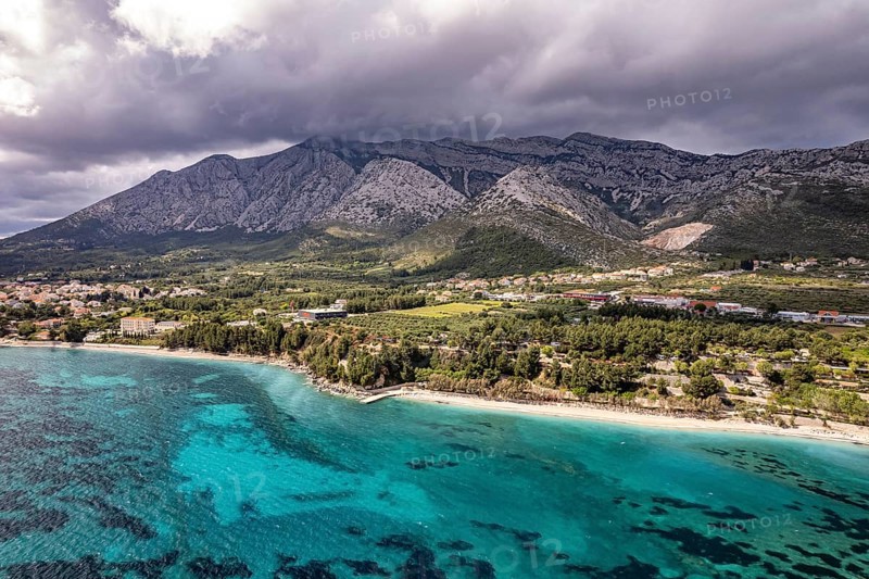 Tristenika beach and the landscape near Orebic seen from above, Peljesac peninsula, Croatia, Europe