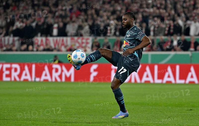 Ridle Baku RasenBallsport RB Leipzig RBL (17) Action on the ball semi-final, DFB Cup, MHPArena, MHP Arena Stuttgart, Baden-Württemberg, Germany, Europe