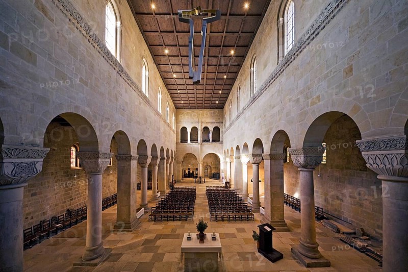 Interior view with nave, Collegiate Church of St Servatius, UNESCO World Heritage Site, Quedlinburg, Saxony-Anhalt, Germany, Europe